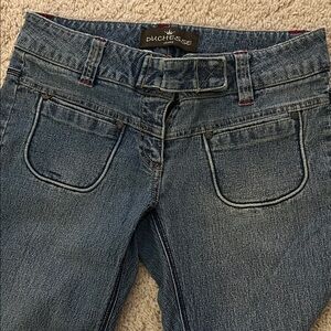 Vintage Y2K Duchesse Stretchy Low Rise Flare Jeans Cute Front Pockets Size 5